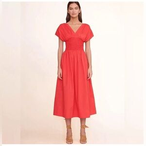 STAUD Jackson Midi Dress - Hibiscus, size S